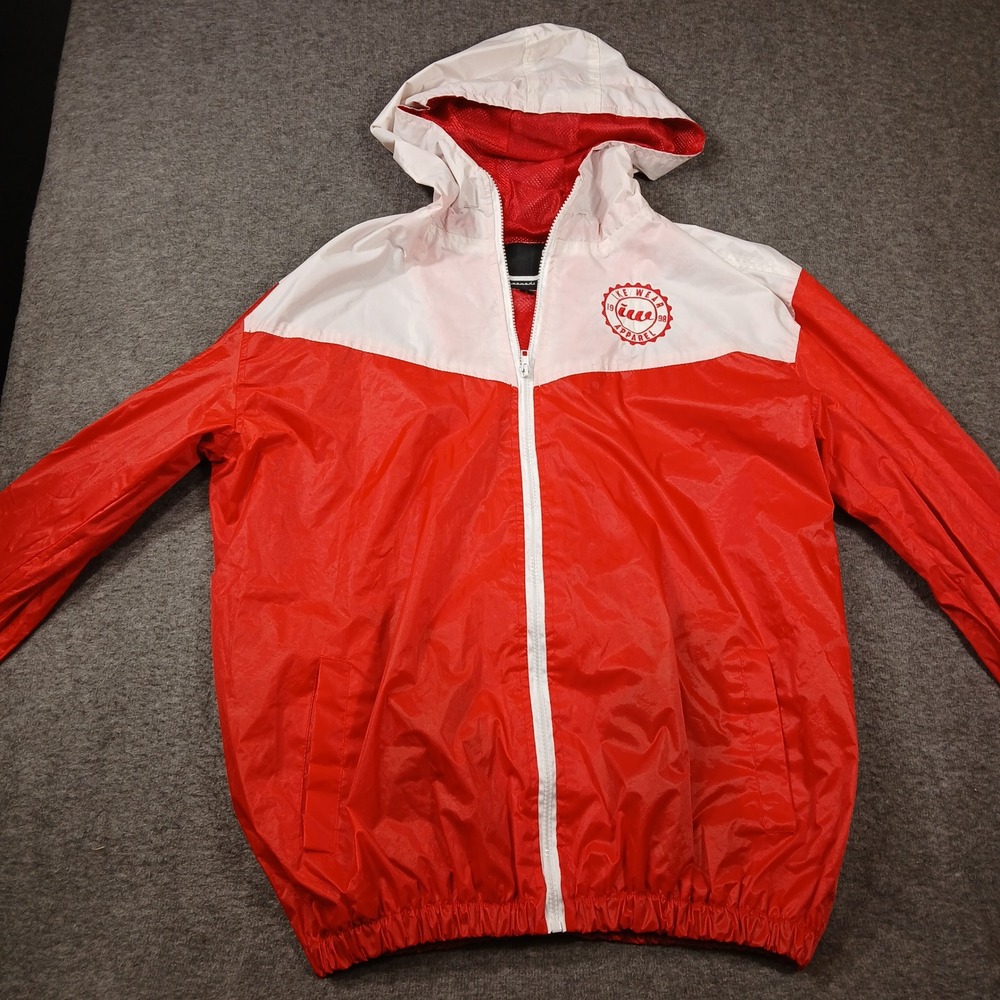Ike Wear Apparel Windbreaker Jacket Men Large Red White Colorblock Full Zip Hood